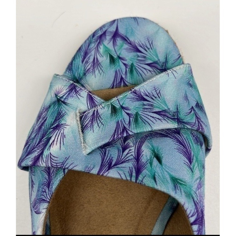 Easy Street Devlin Espadrille Wedge Sandals Blue Purple Tropical Slingback 9.5